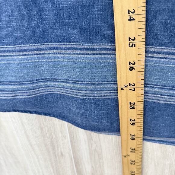 Faherty Shirt Men Large Breeze Striped Blue Tropical Hemp Tencel Beach Resort - Picture 10 of 13